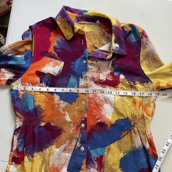 Soft Surroundings Painter's Palette Artsy Gauze Button Down Shirt MP Cinched - Picture 9 of 10